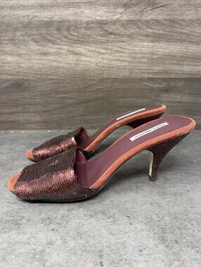 Kathryn Amberleigh Sequined Heel Mules Womens Size 8.5 Red Heels